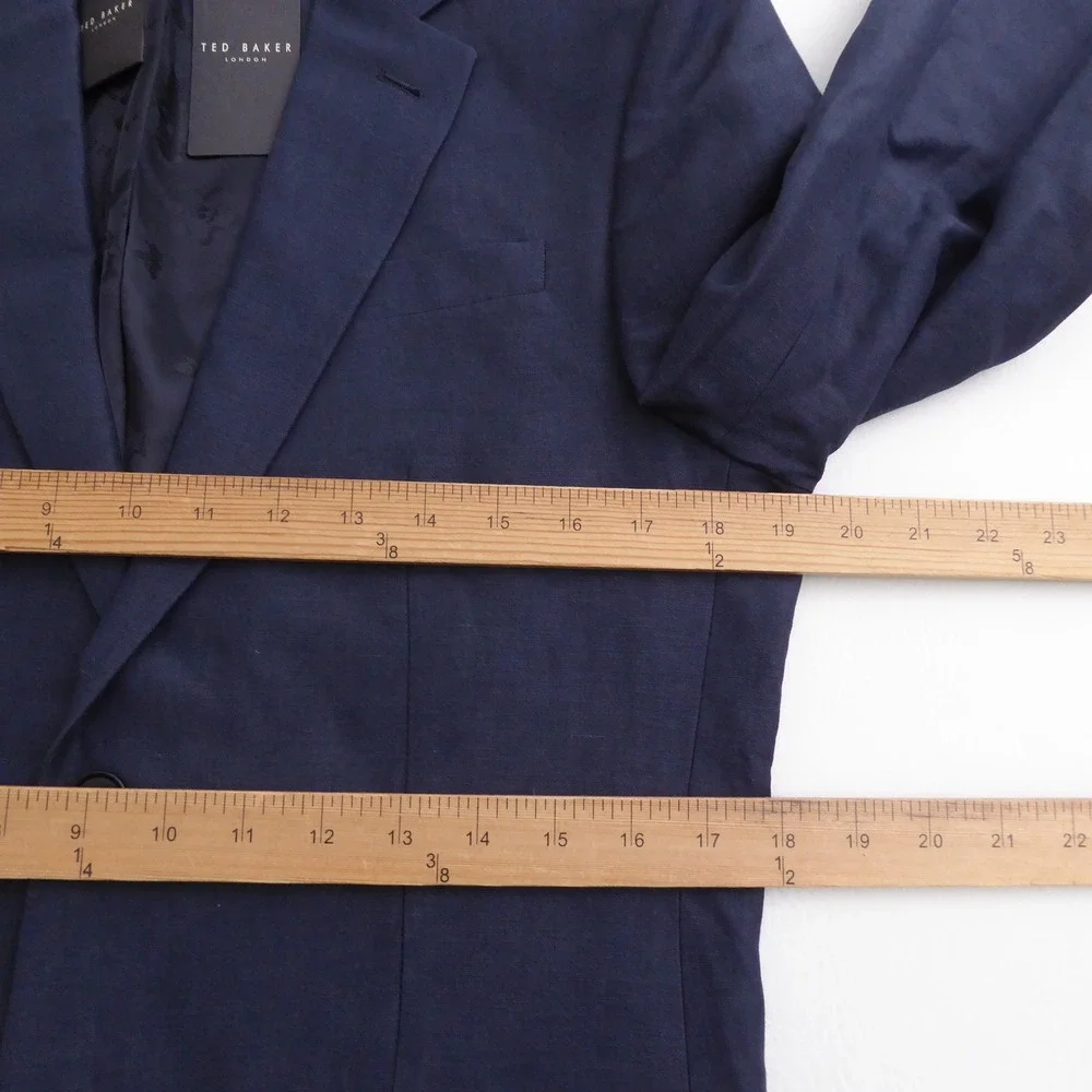 NEW Ted Baker Mens Lancej Slim Fit Organic Fibre Jacket Navy Blue Size 2 / 36R